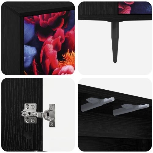 TV ormar KIEL 69 x 33 x 50,5 cm Crni hrast Konstruirano drvo - Tamni cvjetni uzorak Cijena