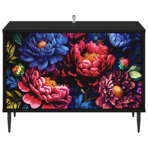 TV ormar KIEL 69 x 33 x 50,5 cm Crni hrast Konstruirano drvo - Tamni cvjetni uzorak Cijena