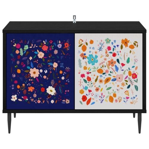 TV ormar MAINZ 69 x 33 x 50,5 cm Crni hrast Konstruirano drvo - Cvjetni uzorak Cijena
