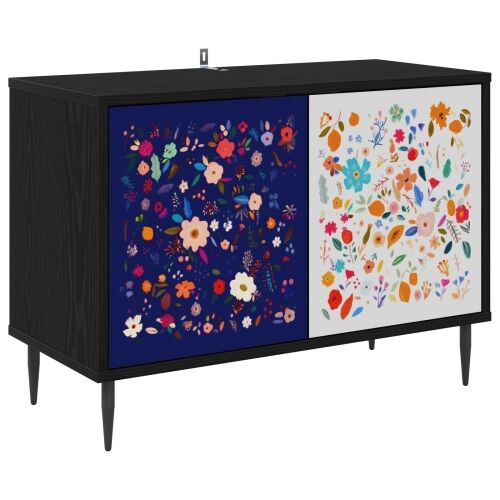 TV ormar MAINZ 69 x 33 x 50,5 cm Crni hrast Konstruirano drvo - Cvjetni uzorak Cijena