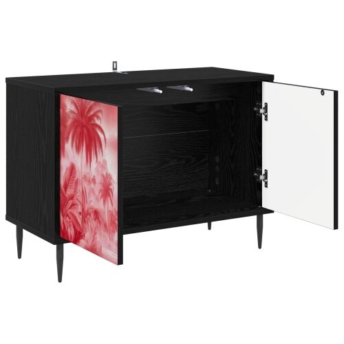 TV ormar AACHEN 69 x 33 x 50,5 cm Crni hrast Konstruirano drvo - Ružičasti uzorak palme Cijena