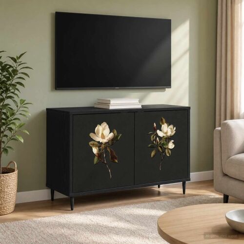TV ormar BREMEN 69 x 33 x 50,5 cm Crni hrast Konstruirano drvo - Magnolijski uzorak Cijena