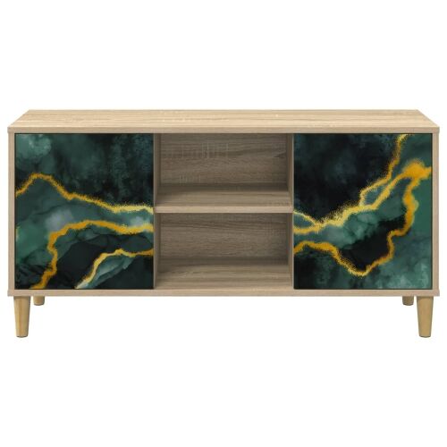 TV ormar WIJHE 102 x 33 x 50 cm Sonoma Konstruirano drvo - Tirkizni mramorni uzorak Cijena