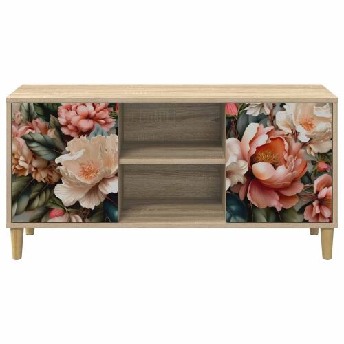 TV ormar BORNE 102 x 33 x 50 cm Sonoma Konstruirano drvo - Print lagane peonije Cijena