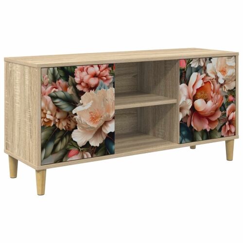 TV ormar BORNE 102 x 33 x 50 cm Sonoma Konstruirano drvo - Print lagane peonije Cijena