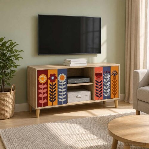 TV ormar ESSEN 102 x 33 x 50 cm Sonoma Konstruirano drvo - Uzorak suncokreta Cijena