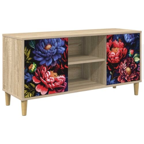 TV ormar KIEL 102 x 33 x 50 cm Sonoma Konstruirano drvo - Tamni cvjetni uzorak Cijena