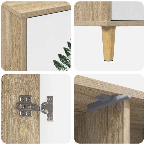 TV ormar HANAU 102 x 33 x 50 cm Sonoma Konstruirano drvo - Zeleni uzorak lišća Cijena