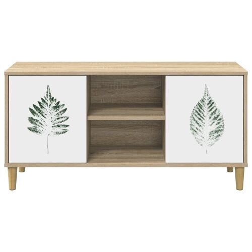 TV ormar HANAU 102 x 33 x 50 cm Sonoma Konstruirano drvo - Zeleni uzorak lišća Cijena