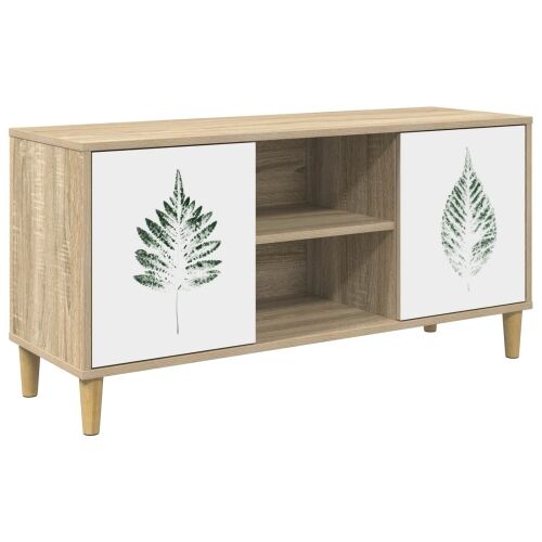 TV ormar HANAU 102 x 33 x 50 cm Sonoma Konstruirano drvo - Zeleni uzorak lišća Cijena