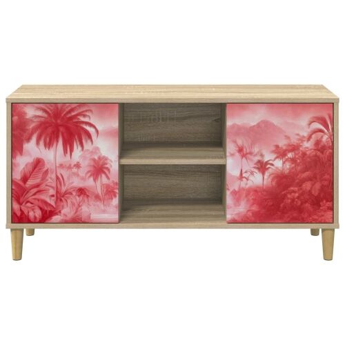 TV ormar AACHEN 102 x 33 x 50 cm Sonoma Konstruirano drvo - Ružičasti uzorak palme Cijena