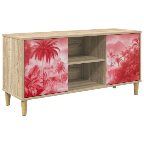 TV ormar AACHEN 102 x 33 x 50 cm Sonoma Konstruirano drvo - Ružičasti uzorak palme Cijena