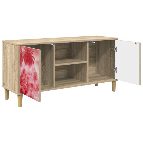 TV ormar AACHEN 102 x 33 x 50 cm Sonoma Konstruirano drvo - Ružičasti uzorak palme Cijena