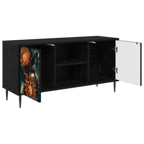 TV ormar LOCHEM 102 x 33 x 51 cm Crni hrast Konstruirano drvo - Narančasti uzorak Cijena