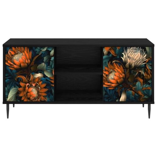 TV ormar LOCHEM 102 x 33 x 51 cm Crni hrast Konstruirano drvo - Narančasti uzorak Cijena