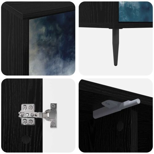 TV ormar RAALTE 102 x 33 x 51 cm Crni hrast Konstruirano drvo - Plavi mramorni uzorak Cijena