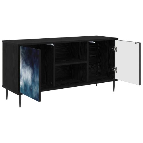 TV ormar RAALTE 102 x 33 x 51 cm Crni hrast Konstruirano drvo - Plavi mramorni uzorak Cijena