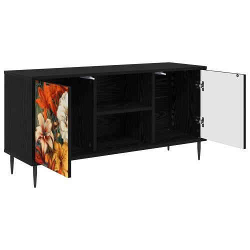 TV ormar GENNEP 102 x 33 x 51 cm Crni hrast Konstruirano drvo - Print ljiljana Cijena