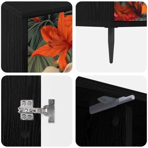 TV ormar GENNEP 102 x 33 x 51 cm Crni hrast Konstruirano drvo - Print ljiljana Cijena