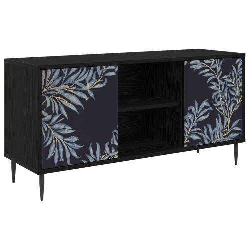 TV ormar DOKKUM 102 x 33 x 51 cm Crni hrast Konstruirano drvo - Plavi afti uzorak Cijena