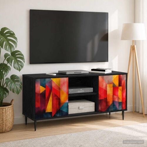 TV ormar HEESCH 102 x 33 x 51 cm Crni hrast Konstruirano drvo - Tiskanje boja Cijena
