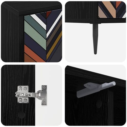 TV ormar OMMEN 102 x 33 x 51 cm Crni hrast Konstruirano drvo - Geometrijski uzorak Cijena
