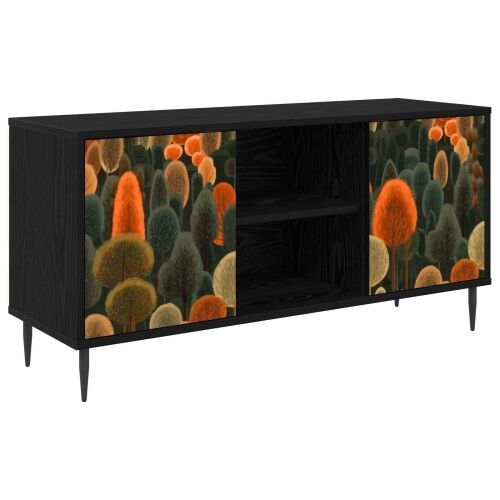TV ormar ZAANDAM 102 x 33 x 51 cm Crni hrast Konstruirano drvo - Print šume Cijena