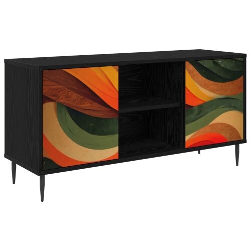 TV ormar BONN 102 x 33 x 51 cm Crni hrast Konstruirano drvo - Retro valni uzorak Cijena