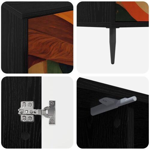 TV ormar BONN 102 x 33 x 51 cm Crni hrast Konstruirano drvo - Retro valni uzorak Cijena