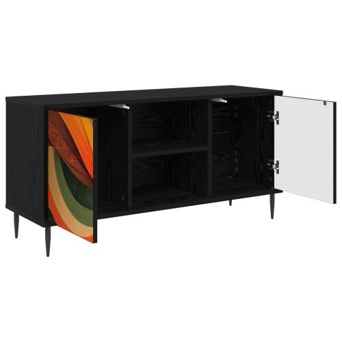 TV ormar BONN 102 x 33 x 51 cm Crni hrast Konstruirano drvo - Retro valni uzorak Cijena