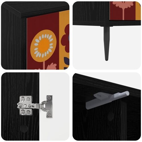 TV ormar ESSEN 102 x 33 x 51 cm Crni hrast Konstruirano drvo - Uzorak suncokreta Cijena