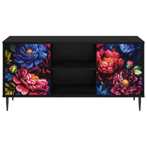 TV ormar KIEL 102 x 33 x 51 cm Crni hrast Konstruirano drvo - Tamni cvjetni uzorak Cijena