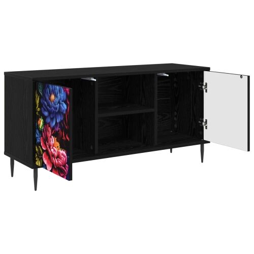 TV ormar KIEL 102 x 33 x 51 cm Crni hrast Konstruirano drvo - Tamni cvjetni uzorak Cijena