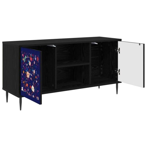 TV ormar MAINZ 102 x 33 x 51 cm Crni hrast Konstruirano drvo - Cvjetni uzorak Cijena