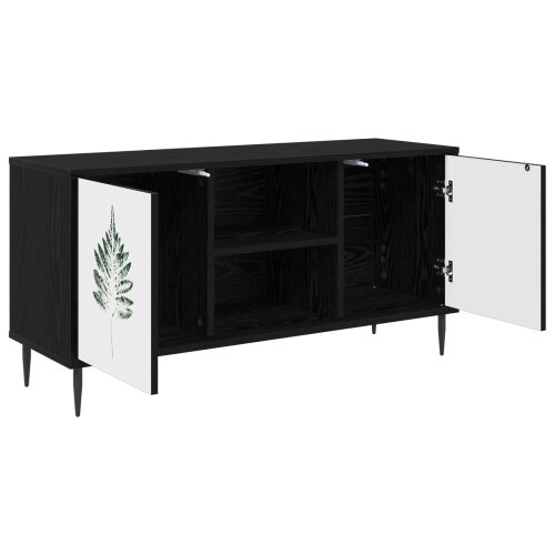 TV ormar HANAU 102 x 33 x 51 cm Crni hrast Konstruirano drvo - Zeleni uzorak lišća Cijena