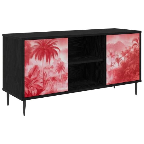 TV ormar AACHEN 102 x 33 x 51 cm Crni hrast Konstruirano drvo - Ružičasti uzorak palme Cijena