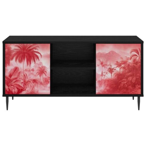 TV ormar AACHEN 102 x 33 x 51 cm Crni hrast Konstruirano drvo - Ružičasti uzorak palme Cijena