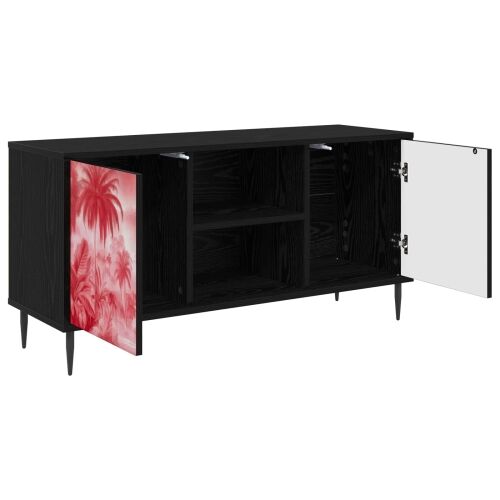 TV ormar AACHEN 102 x 33 x 51 cm Crni hrast Konstruirano drvo - Ružičasti uzorak palme Cijena