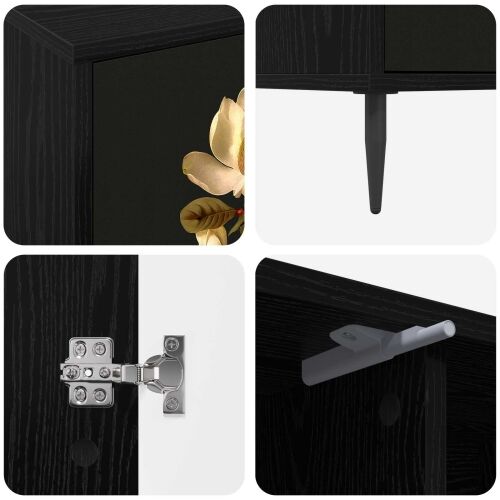 TV ormar BREMEN 102 x 33 x 51 cm Crni hrast Konstruirano drvo - Magnolijski uzorak Cijena