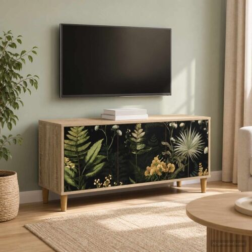 TV ormar RHENEN 102 x 33 x 50 cm Sonoma Konstruirano drvo - Tropski uzorak džungle Cijena