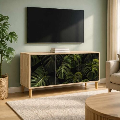 TV ormar ELBURG 102 x 33 x 50 cm Sonoma Konstruirano drvo - Print od palminih listova Cijena