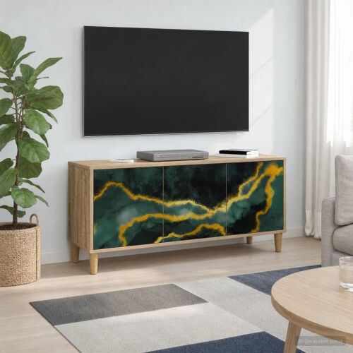 TV ormar WIJHE 102 x 33 x 50 cm Sonoma Konstruirano drvo - Tirkizni mramorni uzorak Cijena