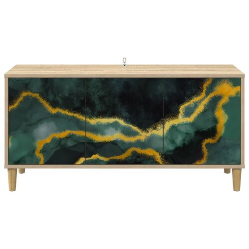 TV ormar WIJHE 102 x 33 x 50 cm Sonoma Konstruirano drvo - Tirkizni mramorni uzorak Cijena