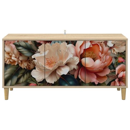 TV ormar BORNE 102 x 33 x 50 cm Sonoma Konstruirano drvo - Print lagane peonije Cijena
