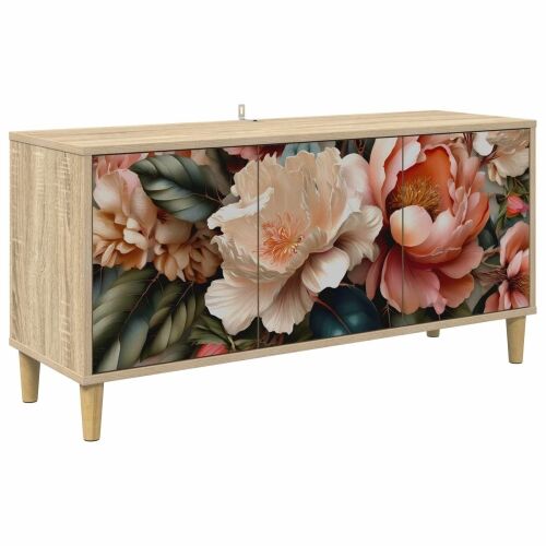 TV ormar BORNE 102 x 33 x 50 cm Sonoma Konstruirano drvo - Print lagane peonije Cijena