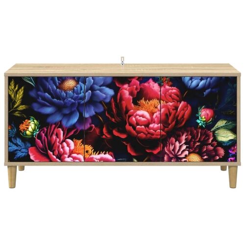 TV ormar KIEL 102 x 33 x 50 cm Sonoma Konstruirano drvo - Tamni cvjetni uzorak Cijena