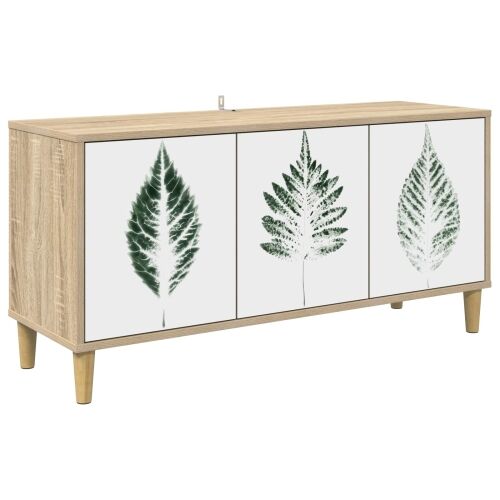 TV ormar HANAU 102 x 33 x 50 cm Sonoma Konstruirano drvo - Zeleni uzorak lišća Cijena