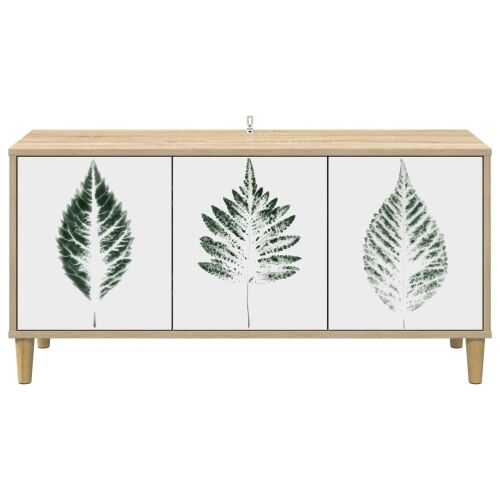 TV ormar HANAU 102 x 33 x 50 cm Sonoma Konstruirano drvo - Zeleni uzorak lišća Cijena