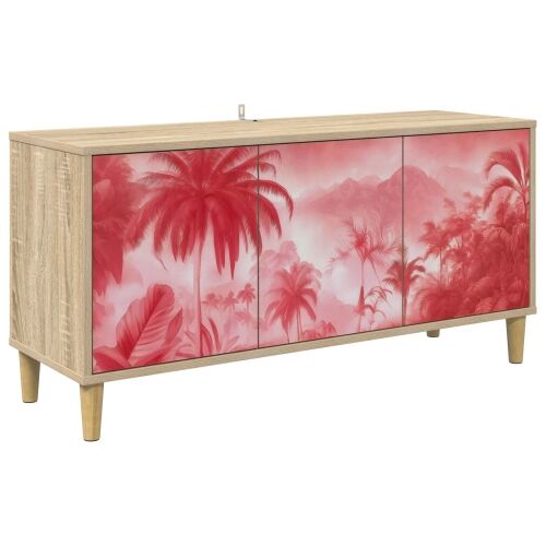 TV ormar AACHEN 102 x 33 x 50 cm Sonoma Konstruirano drvo - Ružičasti uzorak palme Cijena
