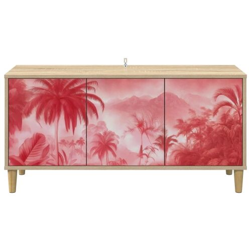 TV ormar AACHEN 102 x 33 x 50 cm Sonoma Konstruirano drvo - Ružičasti uzorak palme Cijena